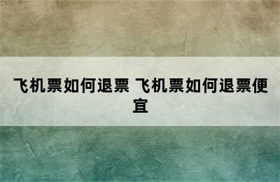 飞机票如何退票 飞机票如何退票便宜